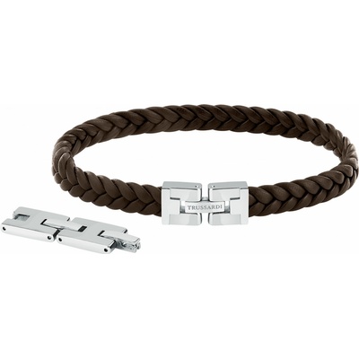 Trussardi Originálny čierny kožený náramok T-Leather TJAXZ01