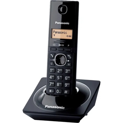 Panasonic Безжичен телефон Panasonic KX-TG1711, течнокристален черно-бял дисплей, черен