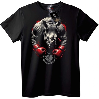 NOONEBRAND Тениска Боксиращ Носорог - 2XL, Black