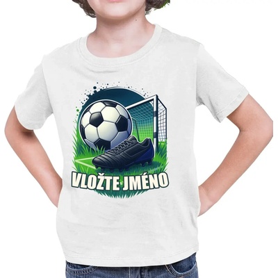 Fotbal (jméno) míč a hřiště dětské tričko s potiskem personalizovaný produkt Tričkový 1 Bílá Junior