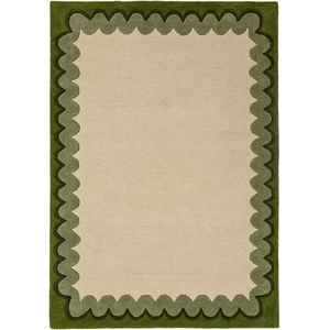 Flair Rugs Зелен/в естествен цвят ръчно изработен вълнен килим 200x290 cm Wiggle Wool - Flair Rugs (503119382737)