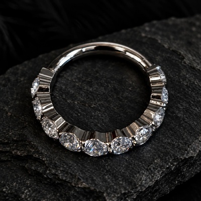 CryptoEshop Titanový otevírací kroužek Bibi s čirými zirkony 1,2 mm 8 mm W152-128