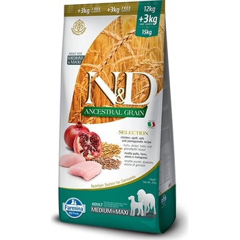 N&D Ancestral Grain Dog Adult Medium & Maxi Chicken & Pomegranate 15 kg