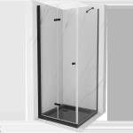 Mexen Lima сгъваема душ кабина 80 x 80 см, прозрачна, черна + поднос Flat, черен (856-080-080-70-00-4070B)