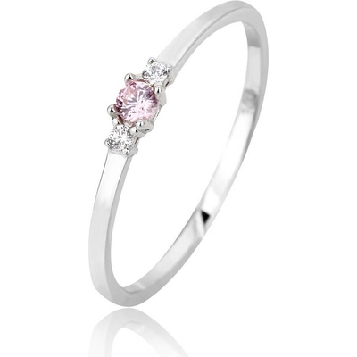 Diante Zlatý prsten s bílým a růžovým kamenem 59643194