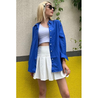 Madmext Дамска Oversize риза MG1369 - Яркосиня #333695 (333695_Синьо)