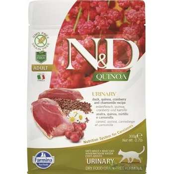 Farmina N&d cat grain free quinoa urinary duck, cranberry - уринарна грижа, срещу струвитни и оксалатни камъни, за котки над 1 година, с патешко месо, киноа, червена боровинка и лайка - 300 гр pnd0030019