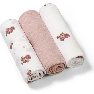 BabyOno Mušelínové Super Soft ružové 70x70 Flowers 3 ks