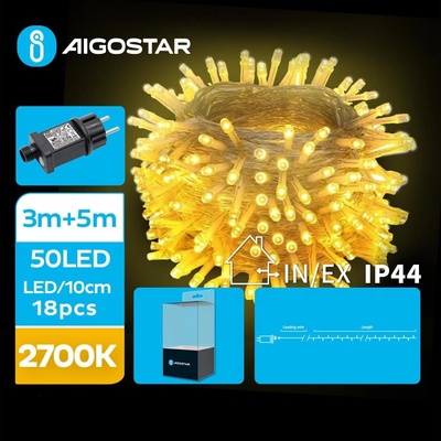 Aigostar LED Vonkajšia vianočná reťaz 50xLED 8 funkcií 8m IP44 teplá biela AI0444