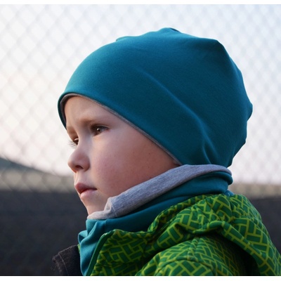 dětská čepice Doble Petrolej/šedá