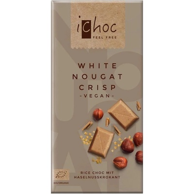 IChoc Čokoláda Ryžová Biely Nugát s orieškami 80 g