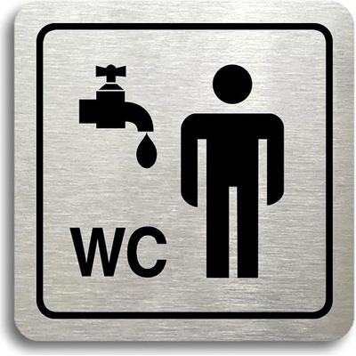 Accept Piktogram „umývárna, WC muži" (80 × 80 mm) (strieborná tabuľka – čierna tlač)