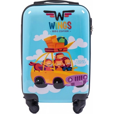 WINGS Světle modrý dětský kufr car 38 l