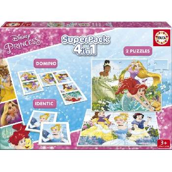 Educa - Puzzle 4v1 Superpack: Disney Princesses 2x puzzle, memory game and dominoes - 1 - 39 piese