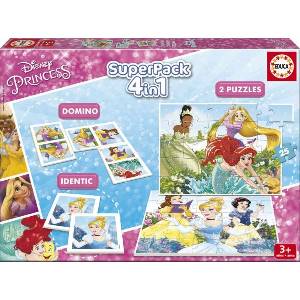 Educa - Puzzle 4v1 Superpack: Disney Princesses 2x puzzle, memory game and dominoes - 1 - 39 piese
