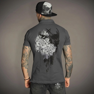 мъжка тениска HYRAW - ROSES OF DEATH - Polo - 261PL02