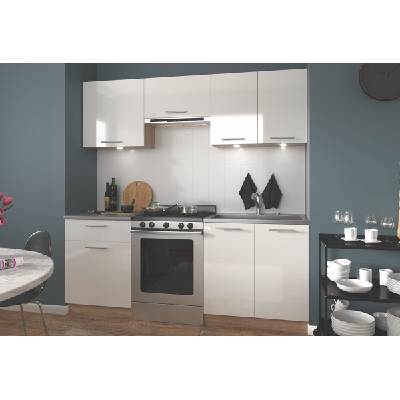 Блок кухня 2 м marija 200 корпус дъб сонома / фронт бял гланц МДФ / плот бял