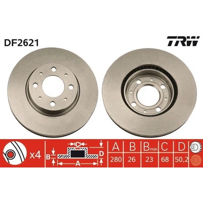 Brzdový kotúč (cena za 1ks) TRW DF2621
