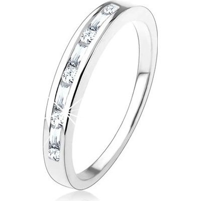 Šperky eshop zásnubní prsten ze stříbra 925 drobné čiré zirkony vsazené v úzkém výřezu HH6.9