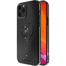 Pouzdro KINGXBAR Apple iPhone 12 / 12 Pro - s kamínky - plastové - černé srdce