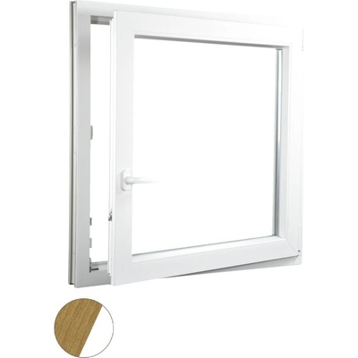 Aluplast plastové jednokřídlo 550 x 550 mm Přírodní dub/bílá, Pravé, Dvojsklo Ug= 1,1