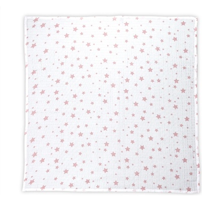 ПАМУЧНА ПЕЛЕНА 80/80 СМ white with rose stars (3800166103969)