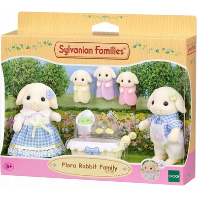 Sylvanian family Rodina Flora králiky s trojčatami