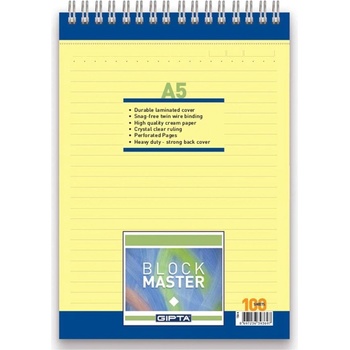 GIPTA Block Master Пад, А5, жълт, широки редове, микроперфор (1570350017)