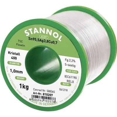 Stannol Ecology TS spájkovací cín bez olova cievka Sn95,5Ag3,8Cu0,7 REL0 1000 g 1 mm