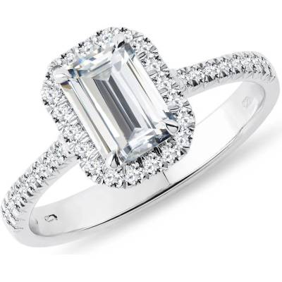 Klenota Zásnubní prsten s diamantem emerald v bílém zlatě k0859012