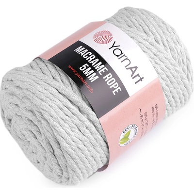 Prima-obchod Pletací příze Macrame Rope Ø5 mm 500 g rozčesávací, barva 4 (756) šedá nejsvětlejší