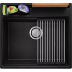 Твоят Стил Черна гранитна кухненска мивка Осло 60 Pocket 580 x 530 мм Мивка за вграждане