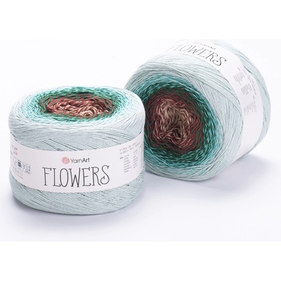 Yarn Art příze Flowers 318 béžová, cihlová, modrá