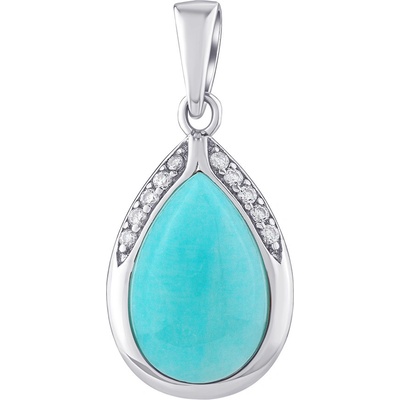 SILVEGO Stříbrný přívěsek s pravým amazonitem a Brilliance Zirconia JST13327PAZ