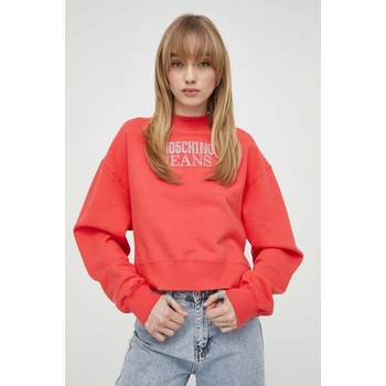 Moschino Jeans Памучен суичър Moschino Jeans в червено с апликация (1716.3756)