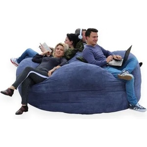 PUFRELAX Пуф, барбарон, 2200л. , King Size Party с 4 декоративни възглавници - Dusty blue, Перящ се калъф, Гама Plush Honey, Пълнеж с микс от мемори пяна и дунапрен (PUF-M-KPPARTY-PH-DBLU) - topmarket