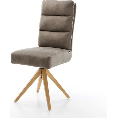 Delife Pela-Flex mikrovlákno taupe vintage dřevěná podnož hranatá přírodní taštičkové pružiny