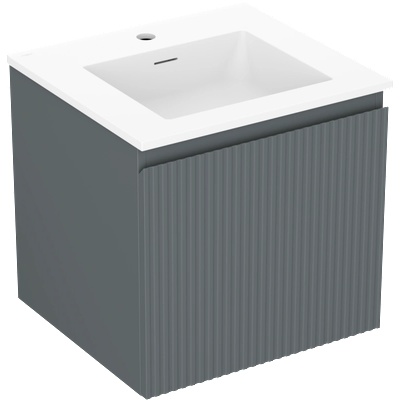 Mexen Rivel шкаф за баня 50 см с мивка Otis, 1 чекмедже, набразден, графит мат/бял мат - 91A20-05047-1-BF66-W18M01 (91A20-05047-1-BF66-W18M01)