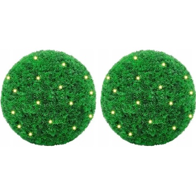 Umělé koule z buxusu s LED diodami 2 ks Zelené 35 cm