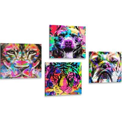Set obrazů v zajímavém pop art stylu - 4x 40x40