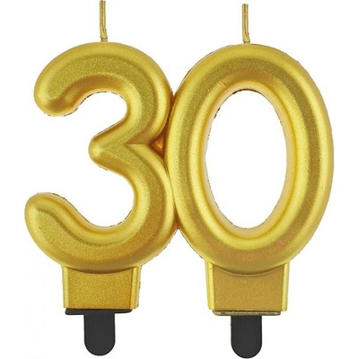 PartyDeco svíčka zlatá číslo 30