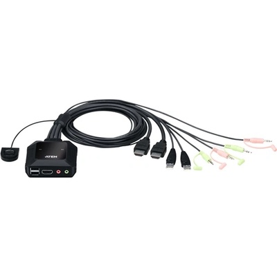 ATEN kvm превключвател usb hdmi 4k 3, 5 мм, 2 порта - cs22h cs22h-at (cs22h-at)