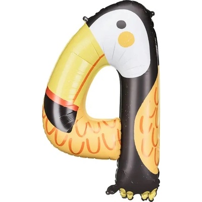 PartyDeco Фолиев балон - число 4, тукан