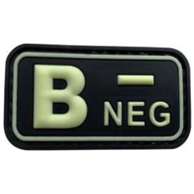 ARMED PATCHES PVC nášivka krevní skupina B NEG, Svítící