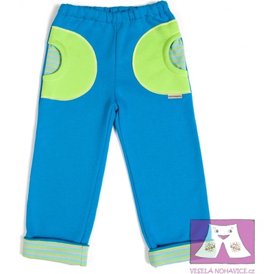 Dětské tepláky s regulovatelným pasem tyrkysovo zelené