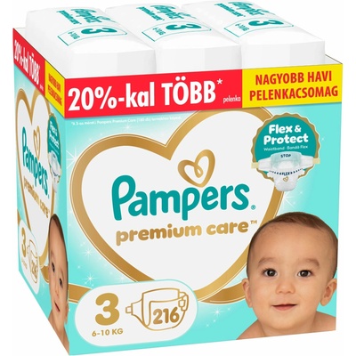 Pampers Premium Care Месечен пакет пелени 6-10 kg Midi 3 (216бр) (80883542)
