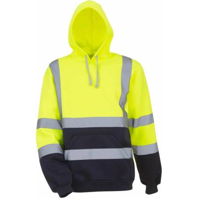Yoko mikina HVK05 Hi-Vis s kapucí výstražná žlutáFluorescent/navy