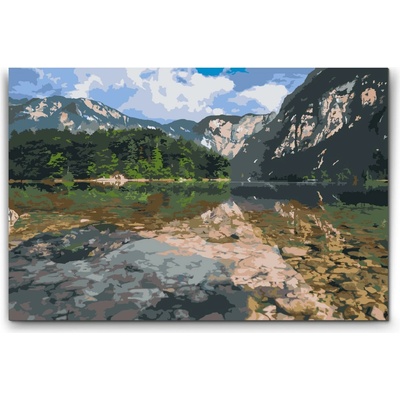 Vymalujsisam.sk Maľovanie podľa čísiel Jazero Bohinj Slovinsko 40 x 60 cm Bez rámu iba zrolované plátno