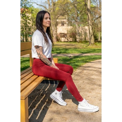 Jsem máma Bavlněné dámské legíny s vysokým pasem do 175 cm červené