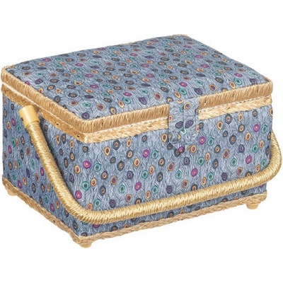 Bellatex BOX na šití, šedá, tyrkysová, oranžová - 24x17,5x13 cm